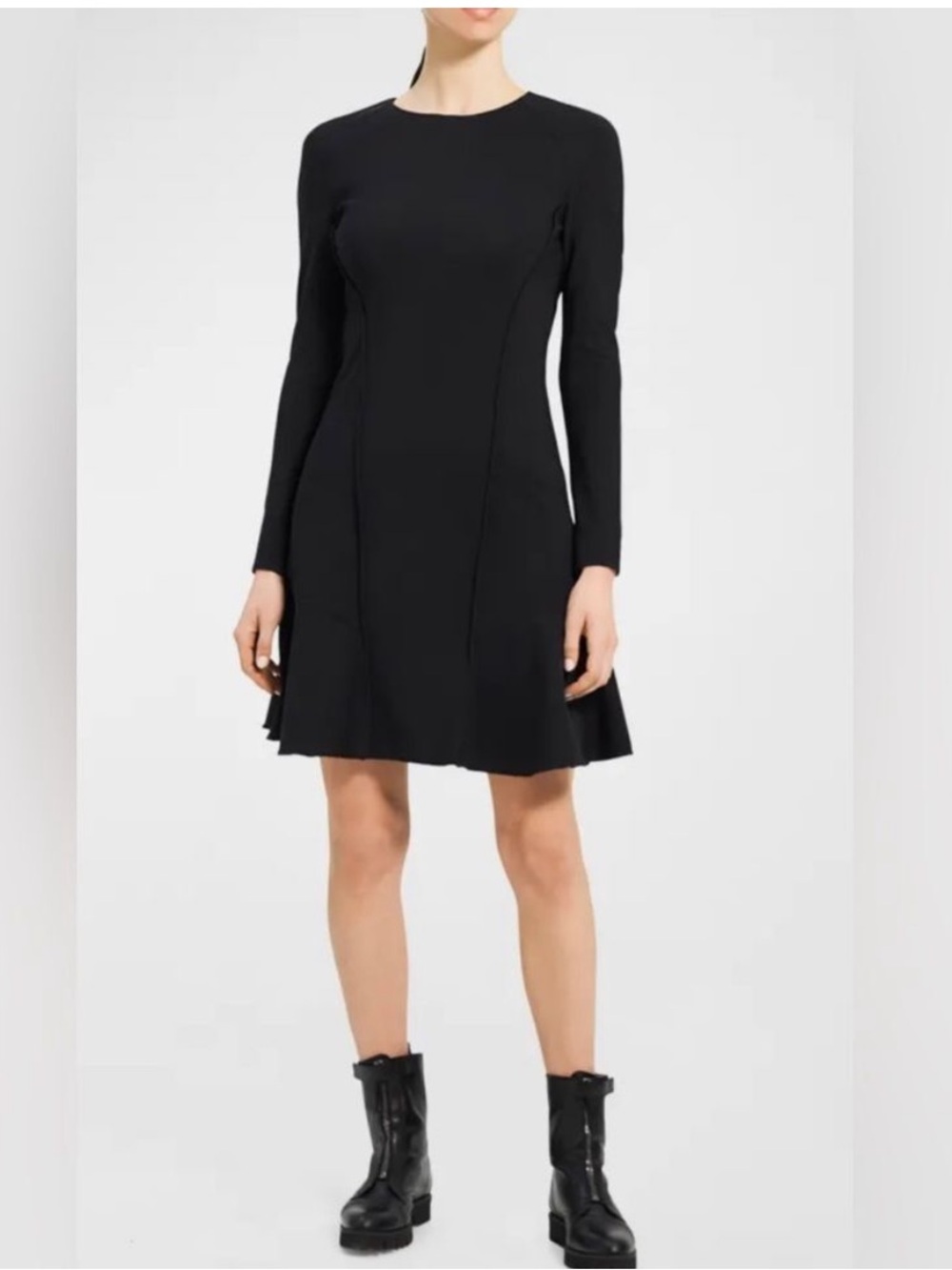 Theory Black Long-Sleeve A-Line Dress